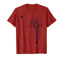 Load image into Gallery viewer, Tree and bird T-shirt Nature black graphic tee
