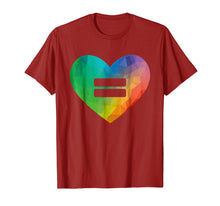 Load image into Gallery viewer, LGBT Love is Love Equality Shirt - Rainbow Heart Equal Sign
