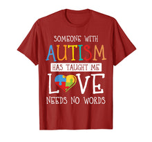 Load image into Gallery viewer, Someone with Autism Has Taught Me Love Needs No Words Tshirt
