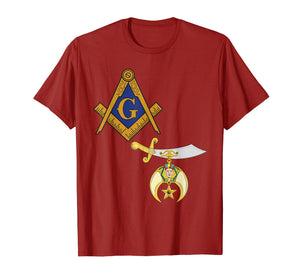 Mens Mason Shriner Split T Shirt Masonic Shrine Tee Blue Noble
