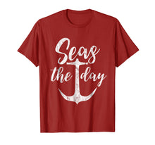 Load image into Gallery viewer, Seas The Day Anchor Nautical Boat Cruise Distressed T Shirt
