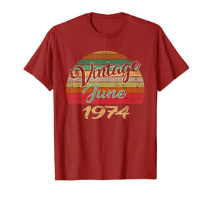 JUNE 1974 Vintage Funny 45th Birthday Gift T Shirt