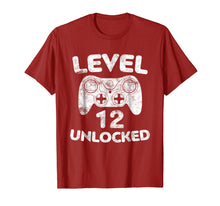 Load image into Gallery viewer, Level 12 Unlocked T-Shirt 12th Video Gamer Birthday Gift
