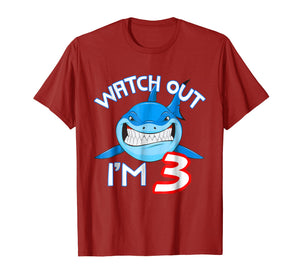 3rd Birthday Shark Shirt Funny 3 Years Old Boy Girl Shirt