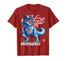 Load image into Gallery viewer, Dinosaur 4th of July T shirt Kids Boys Men Amerisaurus T Rex
