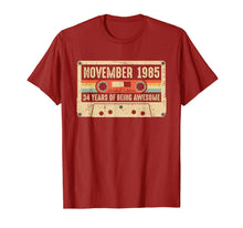 Load image into Gallery viewer, Vintage November 1985 34th birthday Gift Retro Cassette Tape T-Shirt

