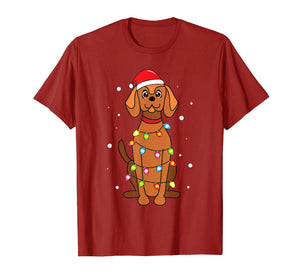 Vizsla Christmas Lights Mom Dad Dog Gift T-Shirt