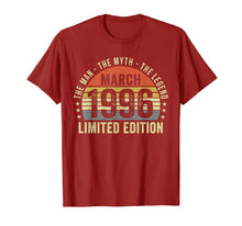 Load image into Gallery viewer, March 1996 The Man Myth Legend 24th Birthday Gift T-Shirt-3091090
