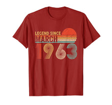 Load image into Gallery viewer, 57th Birthday Gift 57 Years Old Legend Since March 1963 T-Shirt-943446

