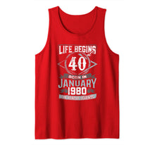 Load image into Gallery viewer, Life Begins At 40 Born January 1980 Year Of Legends Gift Tank Top
