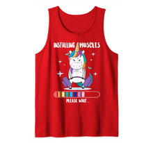 Load image into Gallery viewer, Installing Muscles Please Wait Shirt - Funny Unicorn Fitness Tank Top
