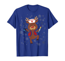 Load image into Gallery viewer, Medical Scrub Top Reindeer Nurse With Stethoscope Christmas T-Shirt
