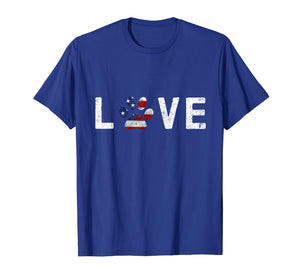 I Love Dogs & Cats American Flag Paw Print Dog & Cat T Shirt