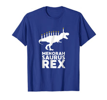 Load image into Gallery viewer, Funny Hanukkah Dinosaur Tyrannosaurus Rex Menorah Shirt
