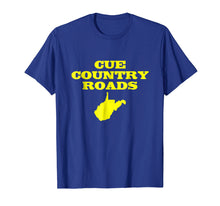 Load image into Gallery viewer, Cue Country Roads Blue and Gold T-shirt

