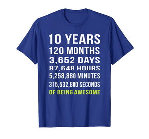 10th Birthday Gift T Shirt 10 Years Old Being Awesome Tee