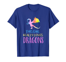 Load image into Gallery viewer, Cute Dragon TShirt This Girl Loves Dragons Gift Rainbow Tee
