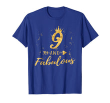 Load image into Gallery viewer, 9 and Fabulous 9th Birthday Party Gold Gift Shirt for Girls
