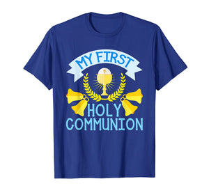 My First Communion Shirt Gift Kids Chalice Cross Boys Girls