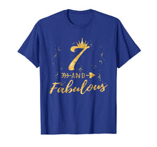 Load image into Gallery viewer, 7 and Fabulous 7th Birthday Party Gold Gift Shirt for Girls
