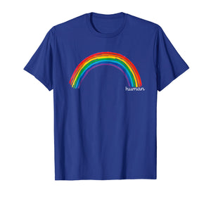 HUMAN Rainbow LGBT Pride Tshirt for Gay Boys Lesbian Bi Tran