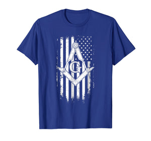 Masonic American Flag Square and Compass - Freemason T-Shirt