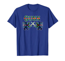 Load image into Gallery viewer, Clan Gunn Scottish T-Shirt Family Kilt Tartan Lion Gift
