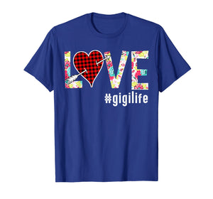 Love Gigi life #gigilife Buffalo Plaid Heart Floral T Shirt