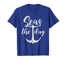 Load image into Gallery viewer, Seas The Day Anchor Nautical Boat Cruise Distressed T Shirt

