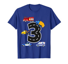 Load image into Gallery viewer, 3rd Birthday Boys Fire Truck Police Car T-Shirt 3 Year Old
