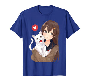 Cute Anime Girl and Kitty Cat Tee Shirt