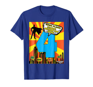 Birthday Boys Shirt Age 4 Superhero Comic Book Theme Party