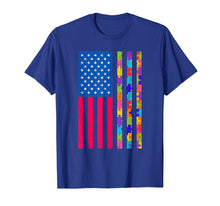 Load image into Gallery viewer, Autism American Flag Distressed T-Shirt for Autism Awareness
