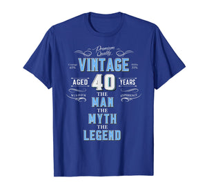 Mens Vintage 40th birthday tshirt for him aged 40 years old tee