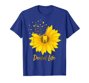 Dental Life Dental Assistant Teeth Hippie Sunflower Tshirt