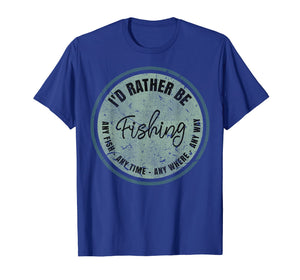I'd Rather Be Fishing T-shirt Retro Distressed Gift Tshirt