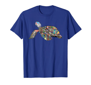 Fun Mosaic Shell Sea Turtle Lovers Land Tortoise T-Shirt