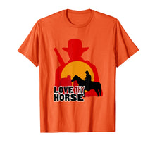 Load image into Gallery viewer, Red Horse Sunset T Shirt - LOVE THY HORSE Cowboy Gift
