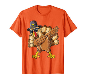 Thanksgiving Dabbing Turkey Shirt Boys Kids Men Pilgrim Day