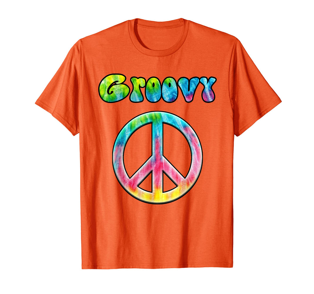 Groovy 70's Retro Vintage Tie Dye Hippie Peace Sign T-Shirt