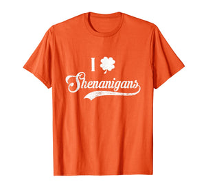 Happy St.Patrick's Day - I Love Shenanigans With Shamrock T-Shirt-2646849