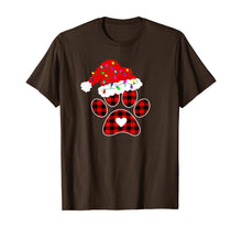 Load image into Gallery viewer, Buffalo Plaid Christmas Paw Dog with Santa hat &amp; Lights Gift T-Shirt
