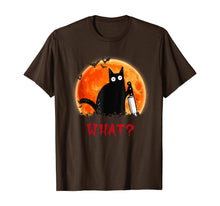 Load image into Gallery viewer, Cat What? Funny Black Cat Shirt, Murderous Cat With Knife T-Shirt
