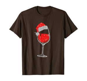 Wine Glasses Santa Hat Christmas Tee Funny Wine Lover Gifts T-Shirt