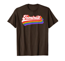 Load image into Gallery viewer, Feminist T Shirt. Retro 70's Feminism Shirt. Vintage Rainbow
