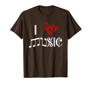 I Heart Music Love Classical Notation Staff Clef T-Shirt