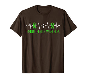 Green Ribbon Heart Beat - Mental Health Awareness T-shirt