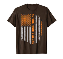 Load image into Gallery viewer, Leukemia Awareness Shirt Orange Ribbon US Flag shirt
