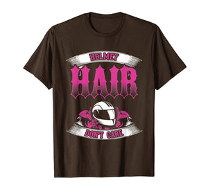 Biker Chick Shirt Motorcycle Helmet Hair Dont Care Pink