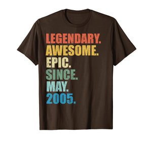 Legendary Awesome Epic Since May 2005 14 Years Old Tshirt